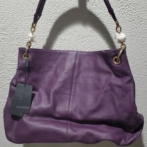 Cuore & Pelle Purple Leather Sofia "Hobo" Style Hand Bag